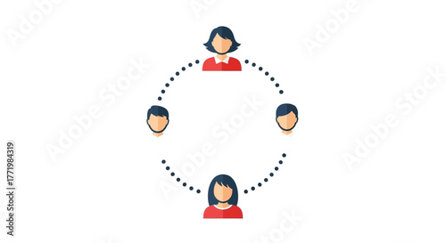 People connected in a circle with dotted lines a teamwork silhouette
