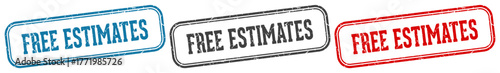 free estimates stamp. free estimates rectangular stamp set isolated on white background