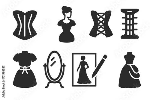 Vintage Wasp-Waist Fashion. olid style icons of vintage wasp-waist fashion: Tight Corset, Hourglass Silhouette, Laced Back, Boning