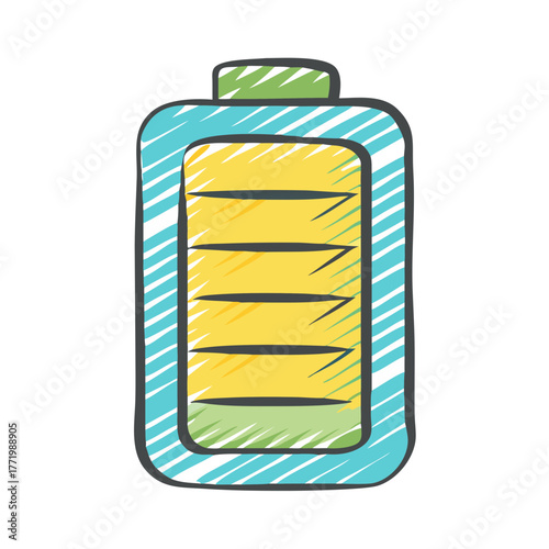 Hand drawn battery icon energy power charge indicator vector illustration