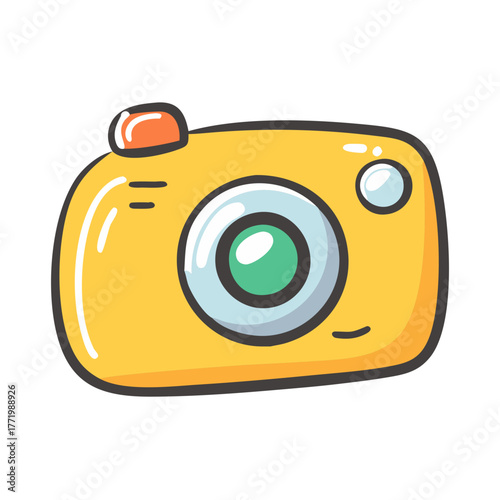 Yellow cartoon camera vector illustration for photography enthusiasts