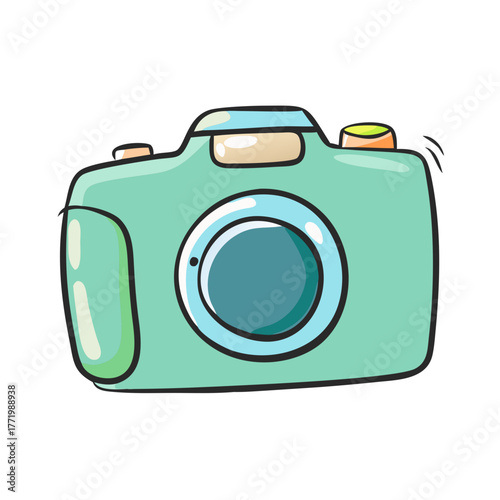 Cute mint green cartoon camera vector illustration graphic design
