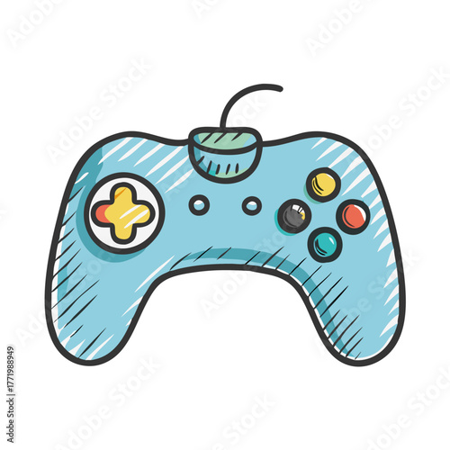 Hand drawn video game controller vector illustration icon