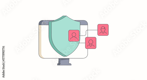 A robust digital shield protects personal information and user data on a computer system, ensuring privacy and online security in the modern interconnected world.