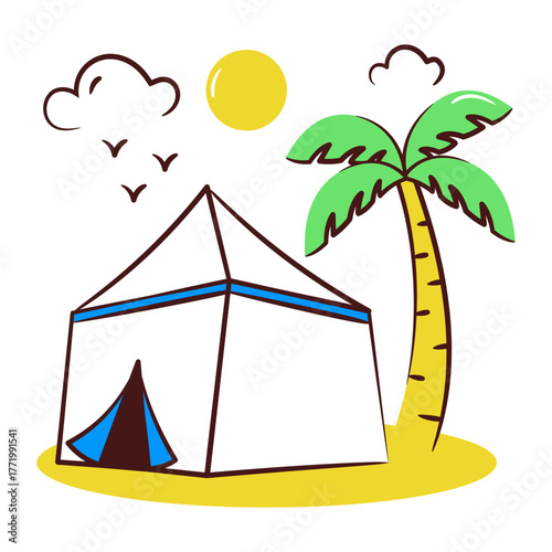 A doodle design icon of camp