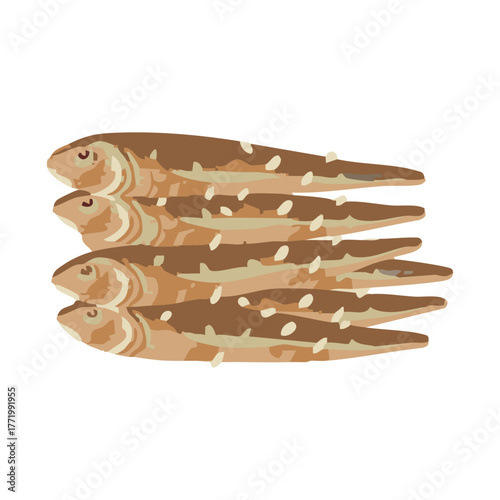 田作り　水彩風手描きベクターイラスト