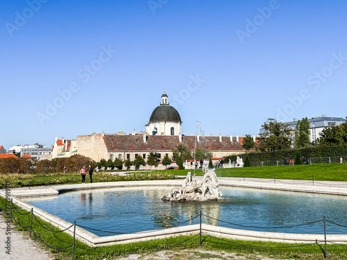 Fountain in Belvedere park in Vienna, Austria