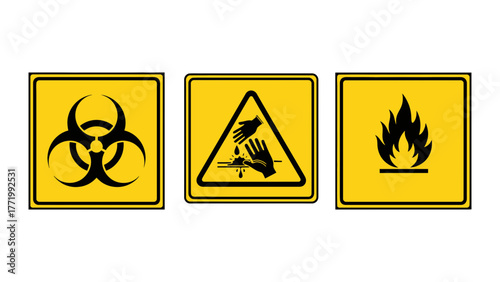 Biohazard and Chemical Safety Warning Label Vector Set 