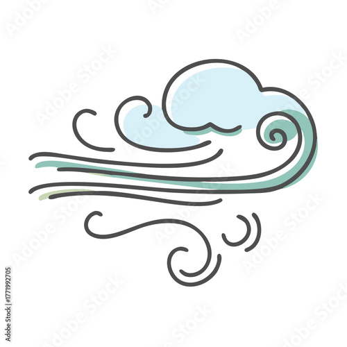 Vector illustration of swirling wind and light cloud for weather graphics