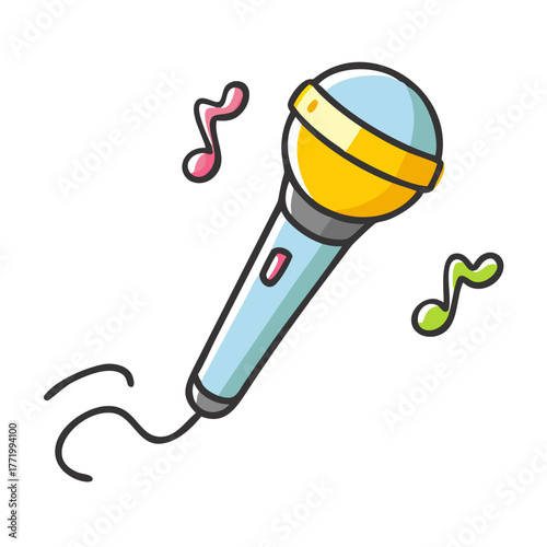 Karaoke microphone illustration vector graphic for music and singing