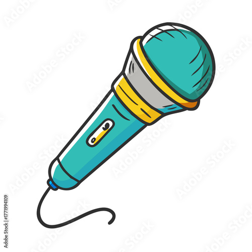 Vintage microphone vector illustration icon for music and sound