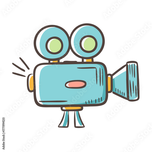 Vintage film camera vector icon for video production and cinema