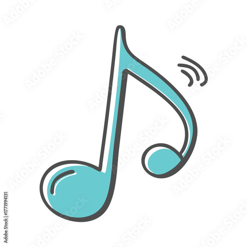 Aqua music note icon scalable vector illustration for audio themes