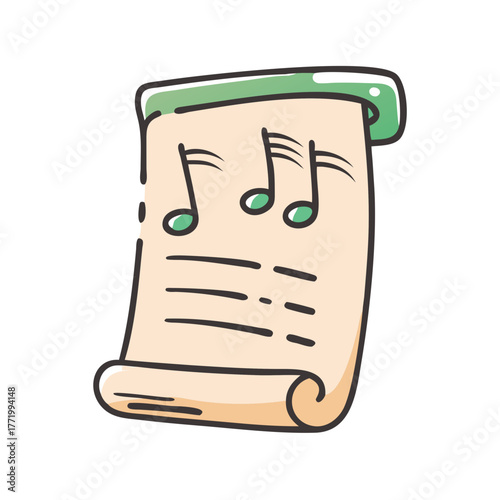 Scalable vector music sheet illustration with notes for digital projects