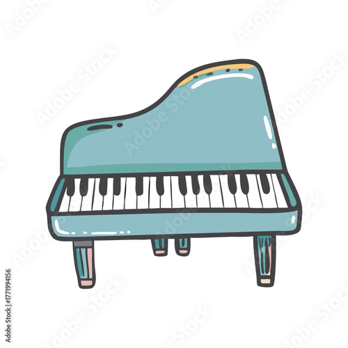 Elegant teal grand piano vector illustration scalable music icon