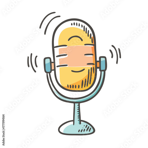 Retro podcast microphone vector illustration for audio and broadcasting