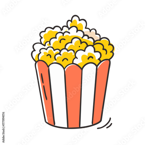 Popcorn bucket vector illustration snack food cinema movie night treat