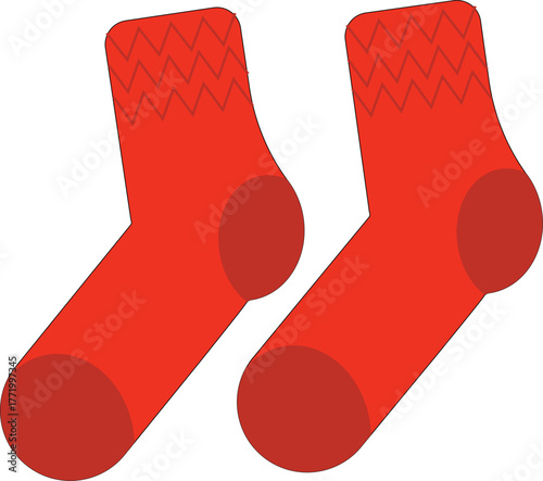 Pair of red socks vector illustration in flat design isolated on white background