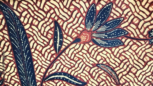 Traditional Black and Brown Batik Textile Pattern with White Ornamental Motifs Representing Indonesian Cultural Heritage