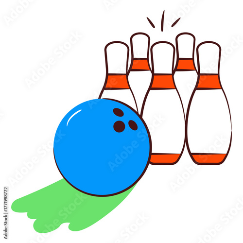Skittles with ball showcasing concept of bowling game