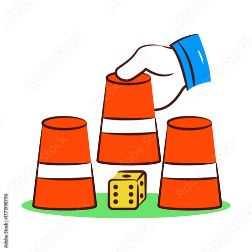 Creative design icon of three cups game