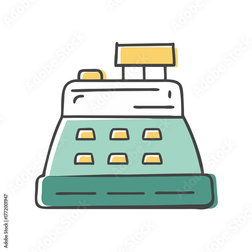 Retro cash register vector illustration for business and finance
