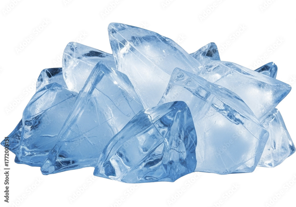 Obraz premium Transparent background PNG image of sparkling ice cubes for winter celebrations and festive drinks