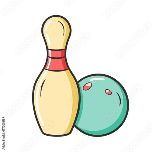 Vector bowling pin and ball illustration for sports and games