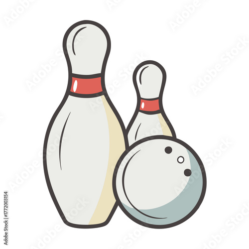 Bowling pins and ball vector graphic