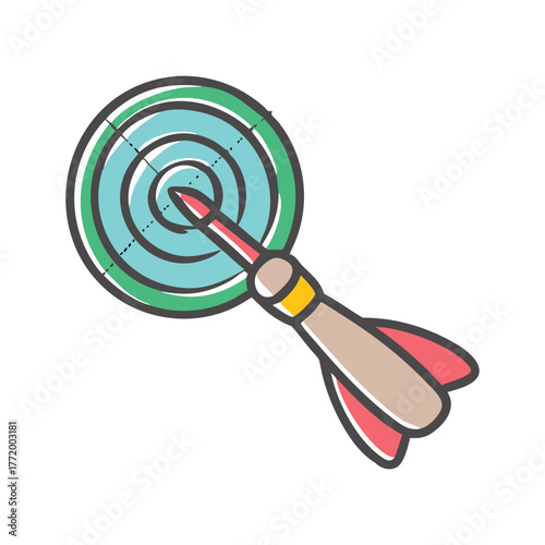 Vector illustration of a dart hitting a target for precision and accuracy
