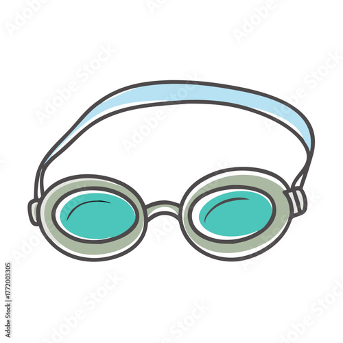 Stylized vector illustration of swimming goggles for water sports