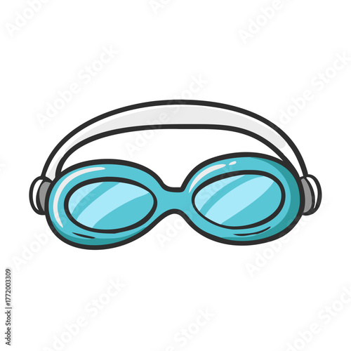 Clean vector illustration of teal swimming goggles icon