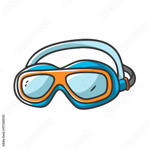 Clean vector illustration of swimming goggles for sport and recreation
