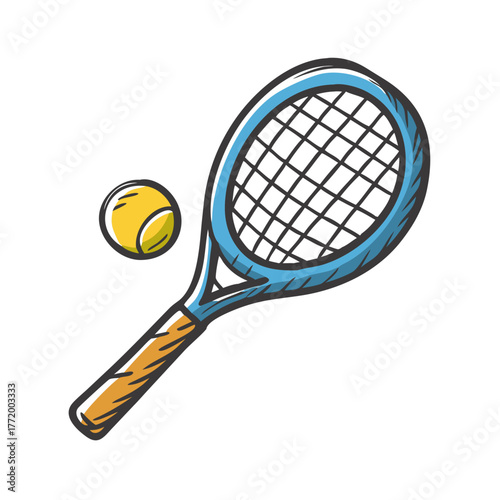 Tennis racket and ball vector illustration sport game equipment
