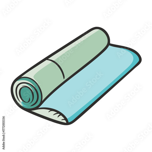 Vector illustration of a rolled yoga mat for fitness and wellness