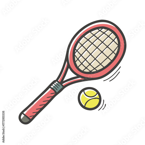 Vector tennis racket and ball sports illustration scalable icon