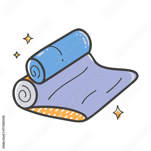Rolled blue yoga mat vector illustration scalable icon