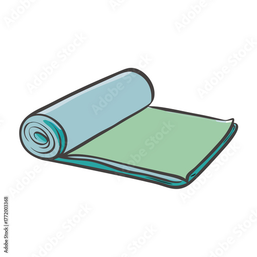 Rolled yoga mat vector illustration for fitness and wellness