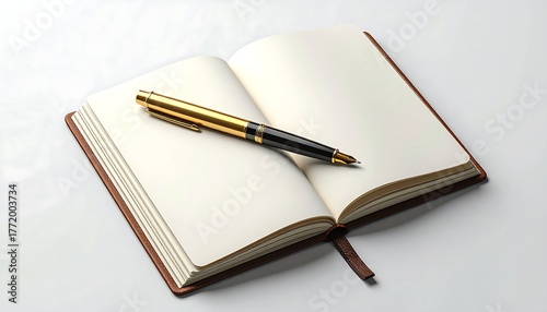 Wallpaper Mural 3D Flat Lay of Notebook, Pen Isolated on White Background Torontodigital.ca