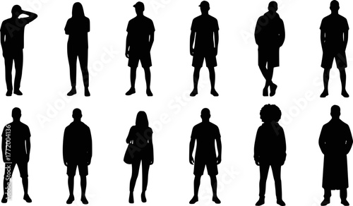 Casual people silhouettes – pose study. EPS version.