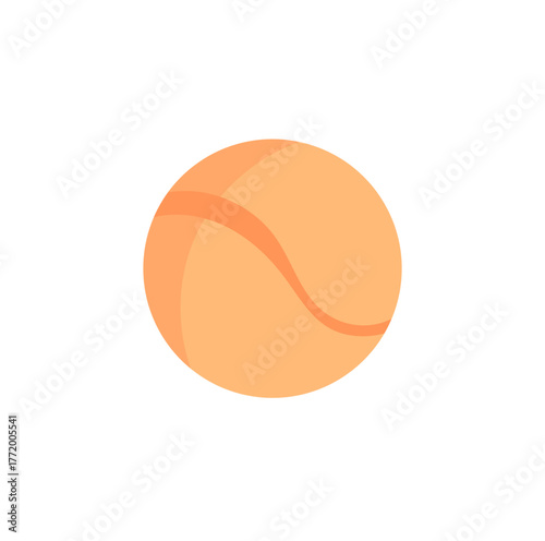 Cartoon flat tennis ball sticker in minimal style. Bright and trendy accessory for sport and fitness activities. Perfect for workout projects, gym equipment designs, or active lifestyle concepts.