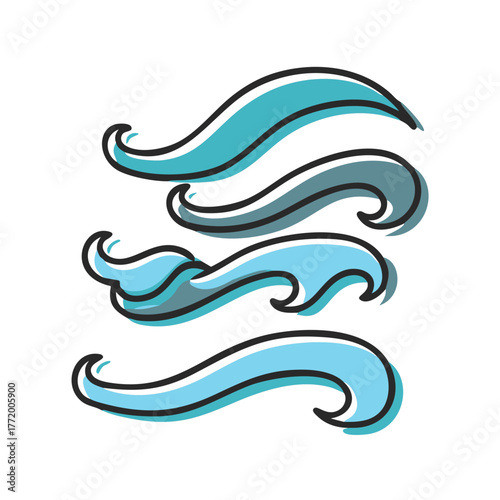 Stylized ocean wave vectors abstract aquatic design elements