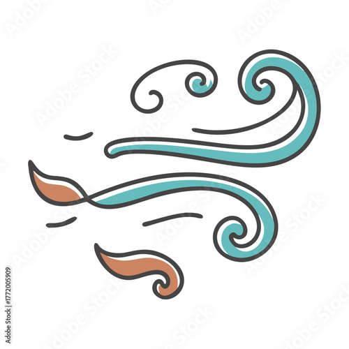 Stylized swirling wind illustration for vector graphics