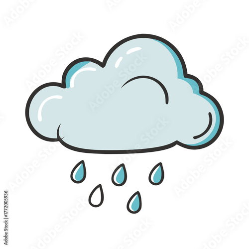 Vector illustration of a stylized rain cloud with falling raindrops