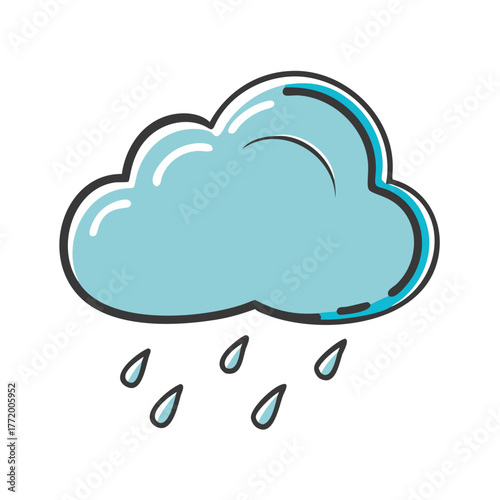 Vector illustration of a rain cloud icon with droplets