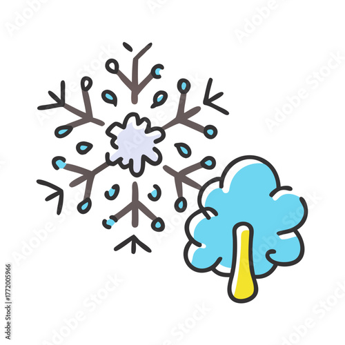 Vector snowflake and cloud illustration scalable eps icon for winter graphics