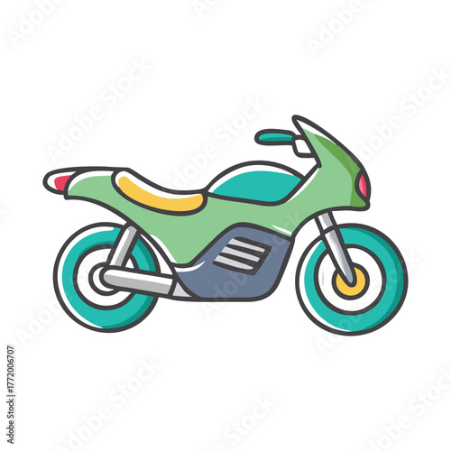 Green sport motorcycle vector illustration for graphic design projects