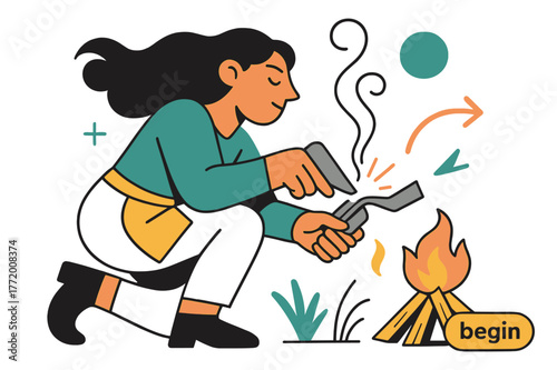 Keeper of the Ember. Keeper of the Hearth ? First Ember. A steel and flint kiss with a tiny spark; thin lines trace the ember?s breath into kindling. Tag reads