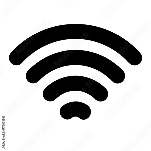 Sleek black WiFi signal icon isolated on a clean white background