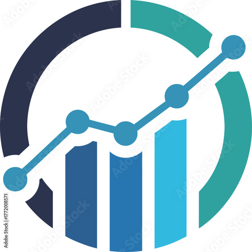Financial growth chart analysis icon set for business and finance
